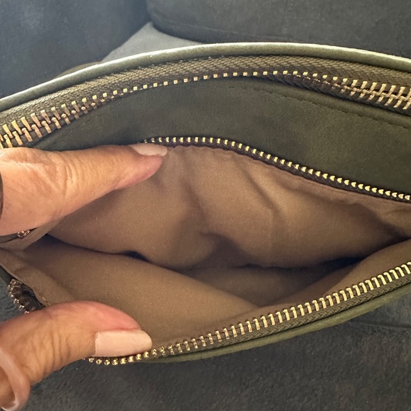 Nanette Lepore Crossbody Bag Purse Olive Green Faux Suede Adjustable Strap. - Picture 9 of 16